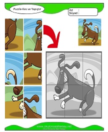 Puzzle Kes Yapıştır Çalışma Sayfaları